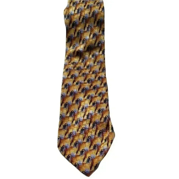 Ermenegildo Zegna yellow print silk tie made in Italy - Picture 1 of 7